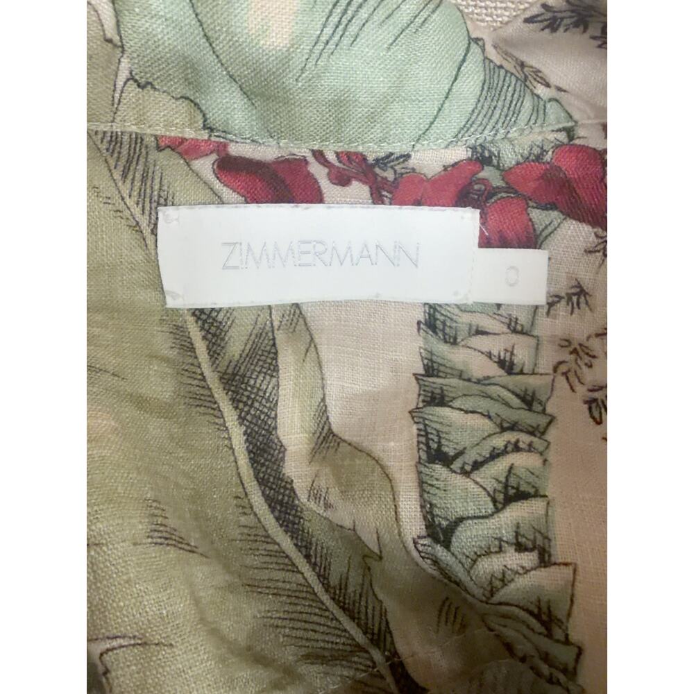 Zimmermann Cassia Jungle Print Belted Linen Playsuit Size 0 - Picture 5 of 6